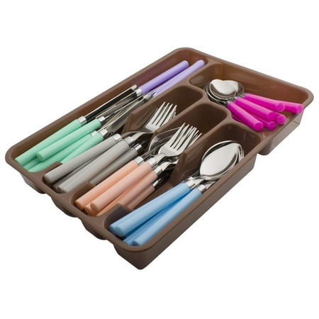 Small Silverware Set Moxinox Colorful 48-Piece Silverware Flatware Set with Cutlery Drawer Organizer, Camping Stainless Steel Wedding Utensils Tray Set for 8 ()
