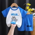 thumbnail image 2 of eczipvz Toddler Boy Outfits 3t Toddler Boy Clothes Baby Summer Outfit Dinosaur Letter Print Cotton Tops+Elastic Shorts 2pcs Light Blue 18-24 Months, 2 of 4