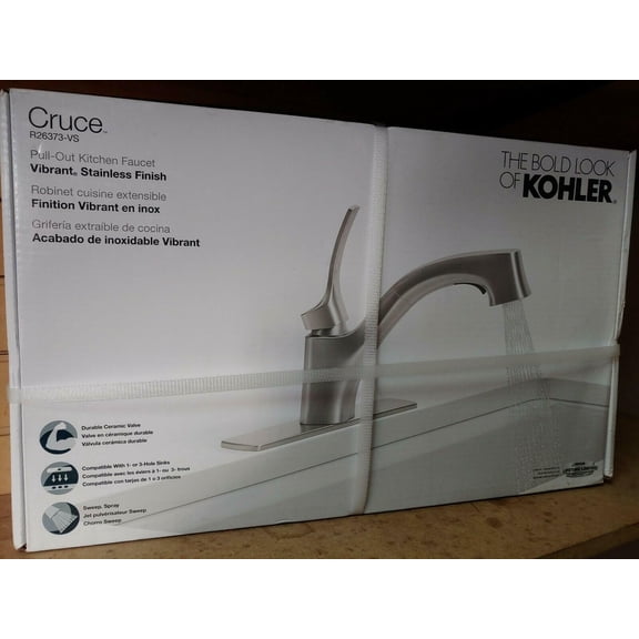 KOHLER Cruce R26373-VS Single Handle Pull Out Kitchen Faucet - Vibrant Stainless