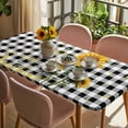 thumbnail image 3 of Sunflowers Table Cloths for 6 Foot Rectangle Tables, Spring Summer Bees Floral Black Plaid Patio Waterproof Elastic Fitted Tablecloths, Washable Rectangular Table Cover for Camping, 3 of 8
