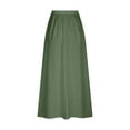thumbnail image 5 of Fjofpr Womens Dresses Plus Size Women's Printed Elastic Waistband Pleated Pocket Skirt With Mid Calf Skirt Green XXXL, 5 of 5