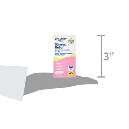 Equate Bismuth Subsalicylate Upset Stomach and Diarrhea Relief Caplets, 262mg, 40 Count