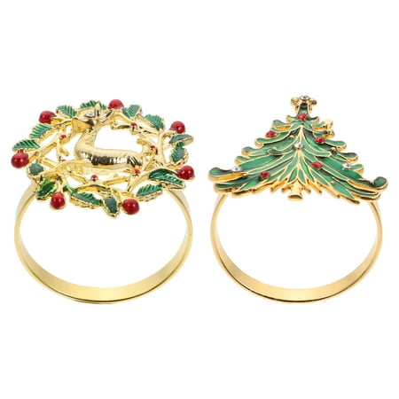 

2Pcs Christmas Napkin Buckles Creative Napkin Clamps Adorable Napkin Rings