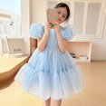 thumbnail image 3 of Flower Girl Dress Organza Toddler Dresses Puff Sleeve & Bow Bcak Girls Princess Dress for Wedding Birthday Party, 3 of 7