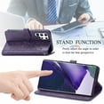 thumbnail image 6 of Feishell Embossed PU Leather Wallet Phone Case for Samsung Galaxy S22 Ultra 6.8 inch,Full Protection Magnetic Clasp Flip Stand Card Slots Shockproof Protective Cover with Hand Strap,Purple, 6 of 14