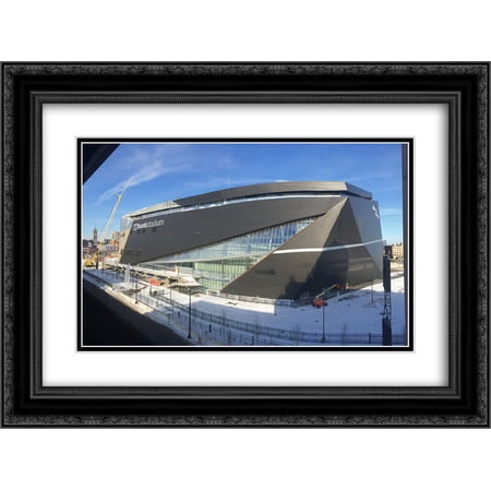 U.S. Bank Stadium 2x Matted 24x18 Black Ornate Framed Art Print from the Stadium Series