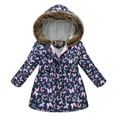 thumbnail image 2 of Xyant Girls Winter Coat Hooded Puffer Jacket Warm Fleece Zipper Outerwear Jackets Coats (Dark Blue,4-5 Years), 2 of 4
