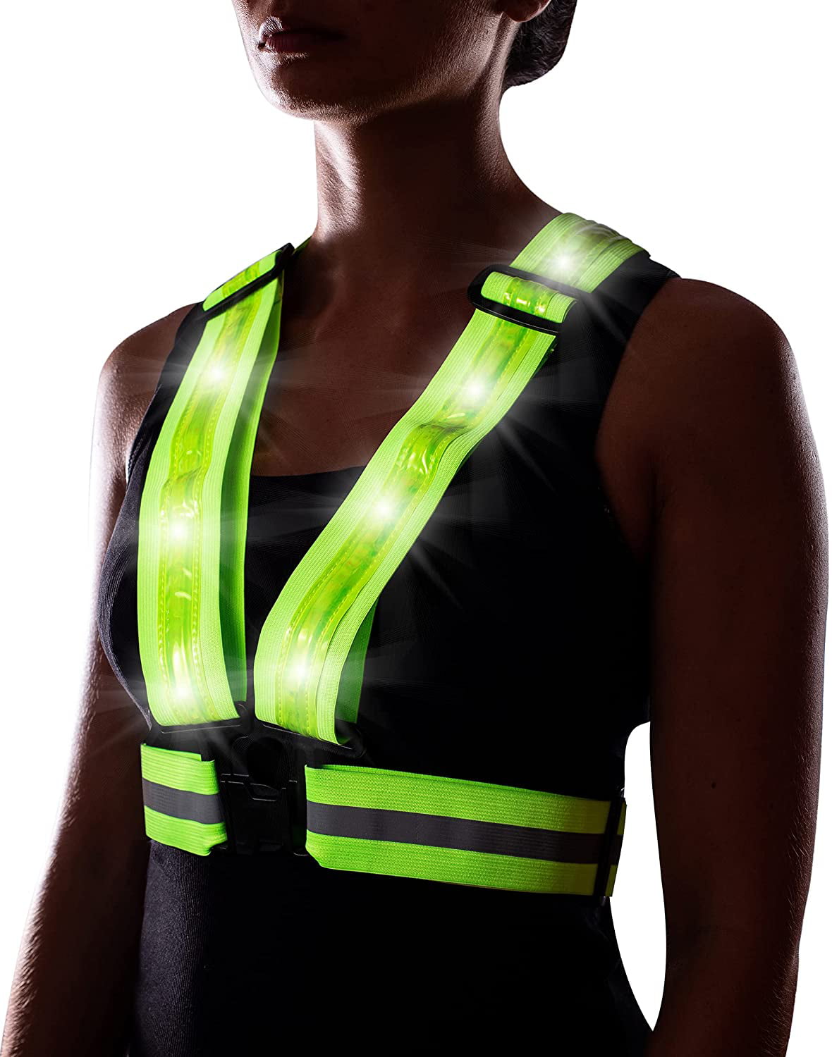 8 LED High Visibility Vest Reflective Vest with Armbands for Running Cycling Jog 
