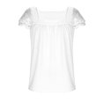 thumbnail image 2 of UACY Girls Tops Summer Boho Blouses Short Sleeve Square Neck Crochet Lace Trim Casual Shirts, 2 of 6