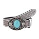 thumbnail image 1 of Western Style Man Waist Belt with Turquoise Buckle Adjustable Buckle Waist Belt Carved Floral Waistband for Coat Shirt, 1 of 4