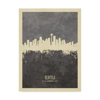 Trademark Fine Art 'Seattle Washington Skyline Gray' Canvas Art by Michael Tompsett