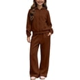 thumbnail image 3 of FSYBOA Girls Outfit Set, Warm Zipper 2 Piece Casual Hoodies and Sweatpants Coffee Size 7-8T, 3 of 9