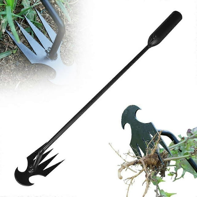 Household Lawn and Garden Weeder, Manual Weeding Tool, Comfortable Grip with Handle, 4Tooth