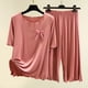 thumbnail image 1 of Ichuanyi Liquidación Mujeres Summer Casco de dos piezas Pajamas Costillas sin marcas Top/camisa de cuello redondo de manga corta Ropa para el hogar de gran tamaño ICHUANYI WER2023081600924, 1 of 3