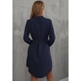 thumbnail image 5 of Solid Collared Button Down Shirt Dress, Navy, X-Large, 5 of 5