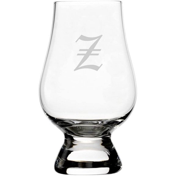 Old English Etched Monogram Glencairn Crystal Whisky Glass Letter Z