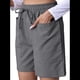 thumbnail image 1 of Pantalones Cortos Casuales Omen con Cordón Ajustable, Cintura Elástica, Cómodos, de Verano, con Bolsillos, Gris, Talla M, 1 of 7