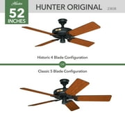 Hunter 52 inch Outdoor or Indoor Ceiling Fan No Light - Black Ceiling Fan without Light, For Patio, Porch, Garage, or Living Room, Standard Mount, 5 Blades, Pull Chain - Original 23838, Matte Black