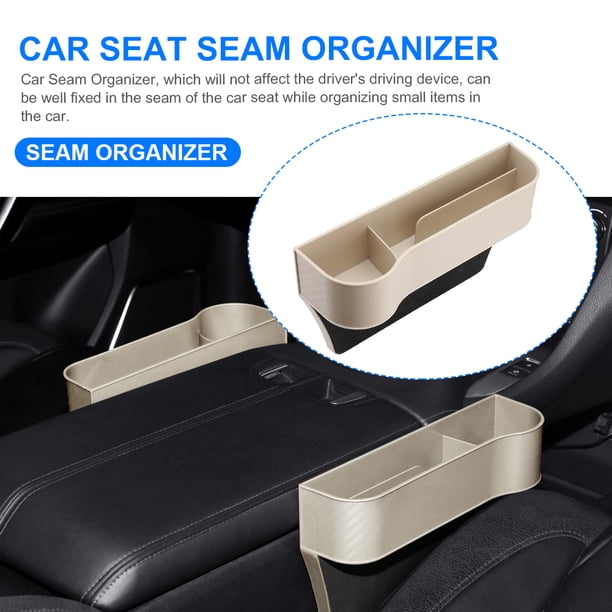 Estuche multifuncional de fibra de carbono organizador para espacio de asiento de automóvil (conductor beige)