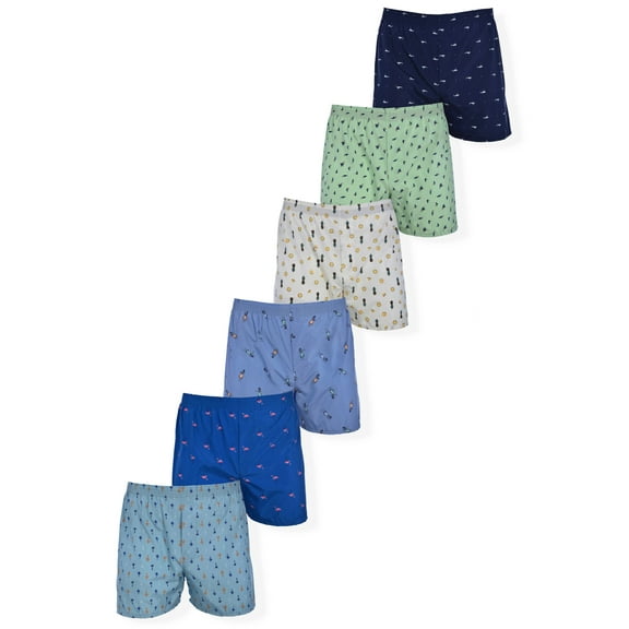 George Men's Assorted Print Boxers, 6-Pack