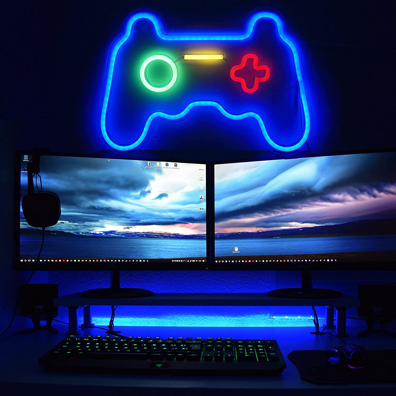 Gamepad Neon Sign Light Bedroom Wall Decor Gaming Lights Teen Boys Room  Decor LED Wall Sign Playstation Light Up Sign Video Game Room Accessories  for Gamer Gift Birthday Party Room Decorations 