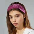thumbnail image 2 of Unique Bargains Velvet Knotted Headbands Hairband for Women 1.2 Inch Wide Dark Pink, 2 of 7