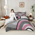 thumbnail image 4 of Feelyou Grey Pink Abstract Ombre Queen Comforter Set, Square Circle Geometric Bedding Sets, Teen Kid Child Adult Reversible Bedding Comforter Set, Super Cozy Room Decor, 3-Piece, 4 of 8