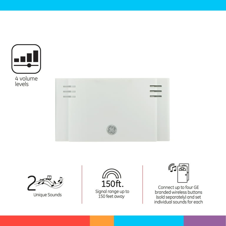 GE Wireless Doorbell Kit, Battery-Operated, 1 Receiver, 1 Push Button, White, 19247 GE Wireless Doorbell Kit, Battery-Operated, 1 Receiver, 1 Push Button, White, 19247