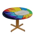 thumbnail image 3 of ONETECH  Colored Volleyball Round Tablecloth Washable Polyester Rainbow Volleyball Table Cover for Kitchen Party Coffee Bar Dining Tabletop Decoration, 3 of 7