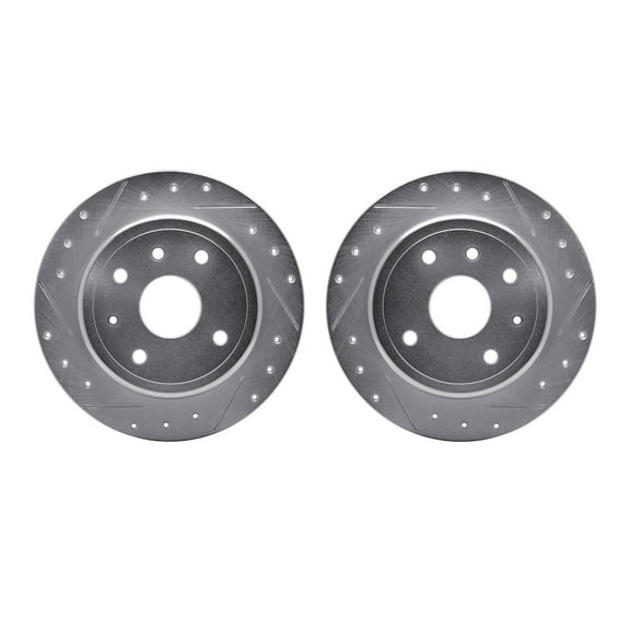 Dynamic Friction Company Rear Brake Rotors-Drilled and Slotted-Silver 7002-01010