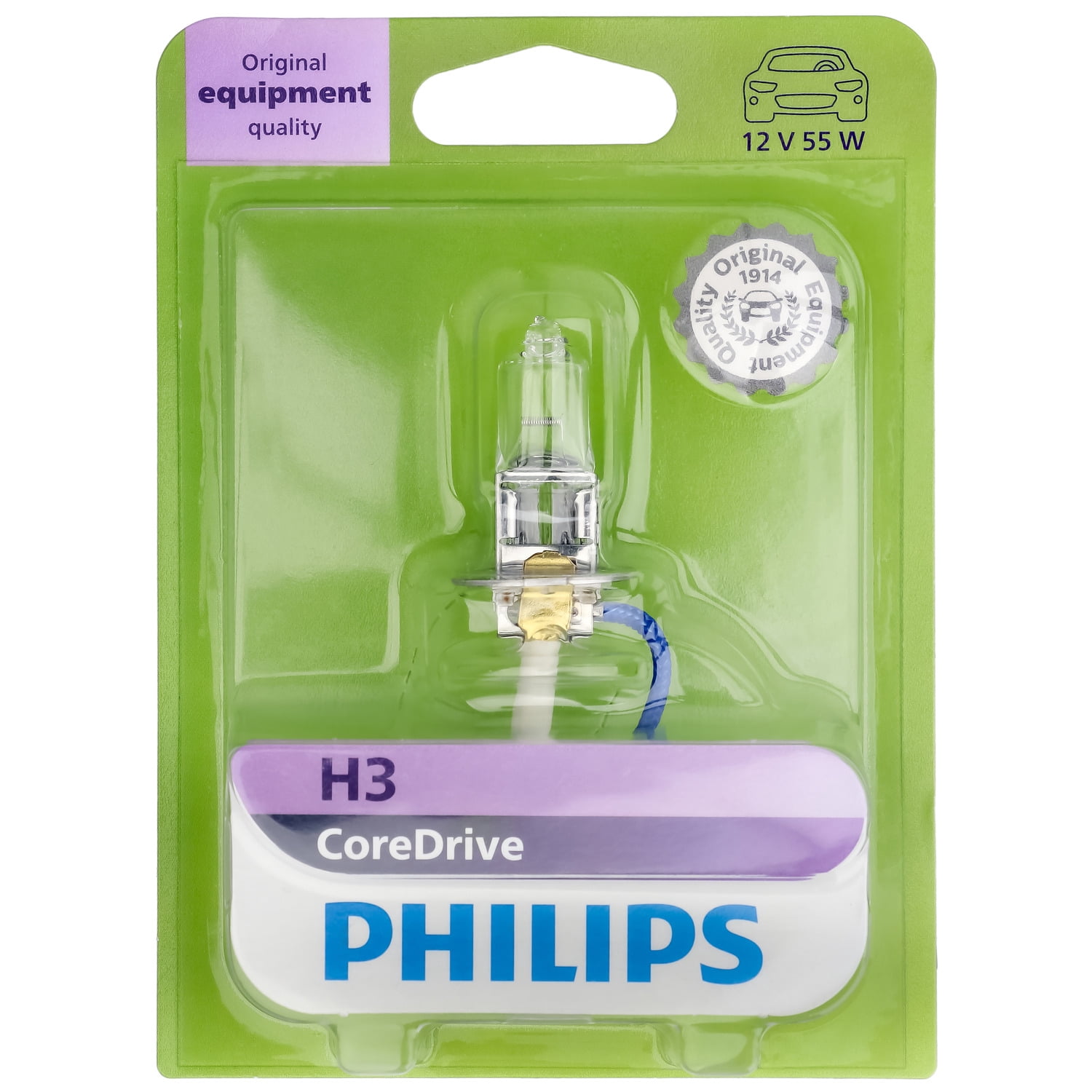Philips CoreDrive H3 Halogen Headlight Bulb, 1 Pack, Fits Select Vehicles
