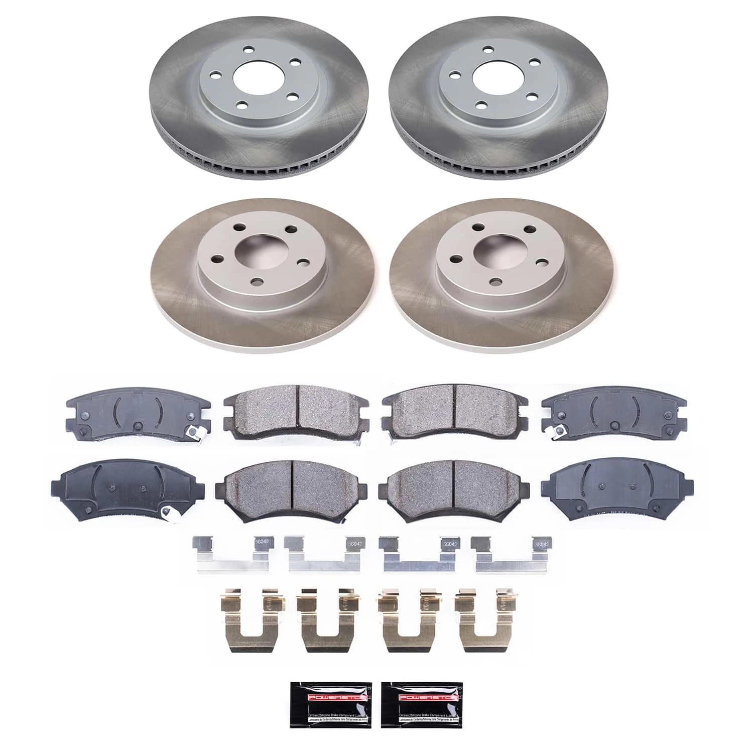 PowerStop Front and Rear Semi-Coated Rotor and Low-Dust Ceramic Brake Pad Kit SC1545