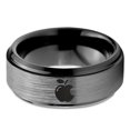 thumbnail image 2 of Tungsten Sweet Apple Bitten Band Ring 8mm Men Women Comfort Fit Black Step Bevel Edge Brushed Gray Polished, 2 of 4