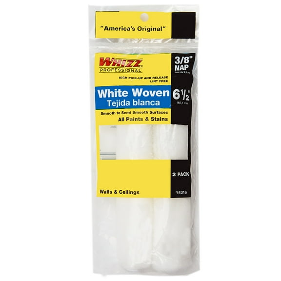 WHIZZ 44316 Paint Roller Cover, 3/8 in Thick Nap, 6-1/2 in L, Fabric Cover