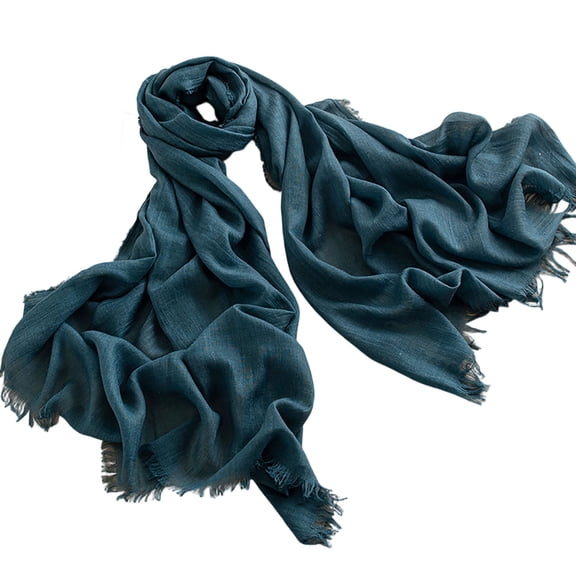 PRINxy Women’s Crinkled Solid Lightweight Linen Wrap, Airy Long Neck Shawl For Spring Road Travel Coffee Runs Daily Outfits Mint Green