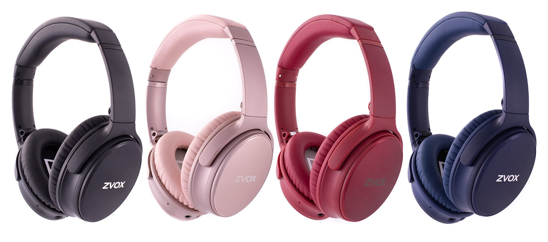 ZVOX AV50 Noise Cancelling Over Ear Bluetooth Headphones, Red