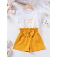 thumbnail image 3 of HWJAD Toddlers and Baby Girls' Love Heart Sleeveless Tank Tops & Shorts Set Cute Summer Outfits, 3 of 9