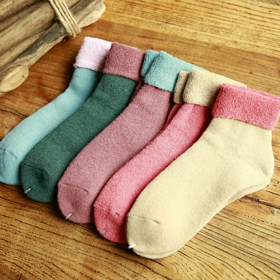 PTOOTP 5 Pairs Women's Wool Socks Thick Warm Soft Winter Socks for Cold Weather Comfort and Fashion