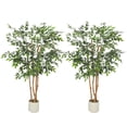 thumbnail image 1 of HOMCOM 5FT Artificial Banyan Tree, Set of 2 Artificial Plant for Home Decor, 1 of 10