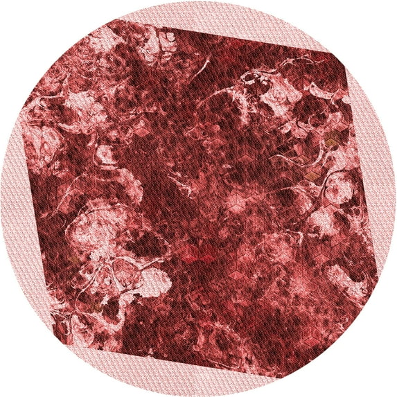 Ahgly Company Machine Washable Indoor Square Transitional Pastel Pink Area Rugs, 3' Square