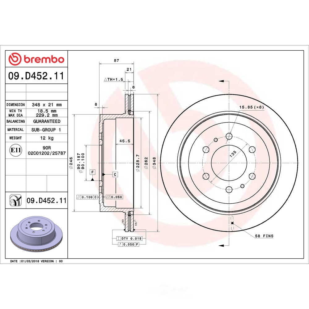 Brembo 09.D452.11 PRIME Disc Brake Rotor