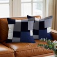 thumbnail image 3 of Blue Grey Patchwork Throw Pillow Cover Abstract Retro Geometric Art Cotton Linen Cushion Cover Throw Pillow Case with Invisible Zipper for Couch Sofa Bed Chair Car 24x24 Inch, 3 of 9