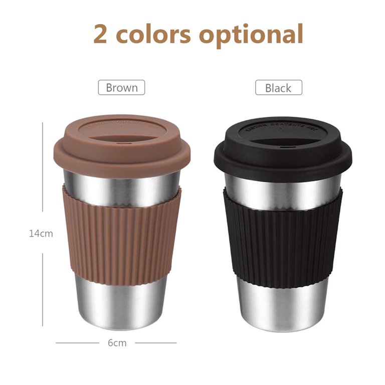 3 x Grey / Brown Travel Mug Coffee Cup with Lid Drinking Hot Tea - 300ml