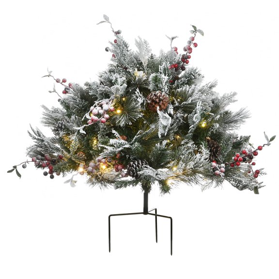 National Tree Company 22 in. Snowy Bedford Urn Filler with Battery Operated LED Lights