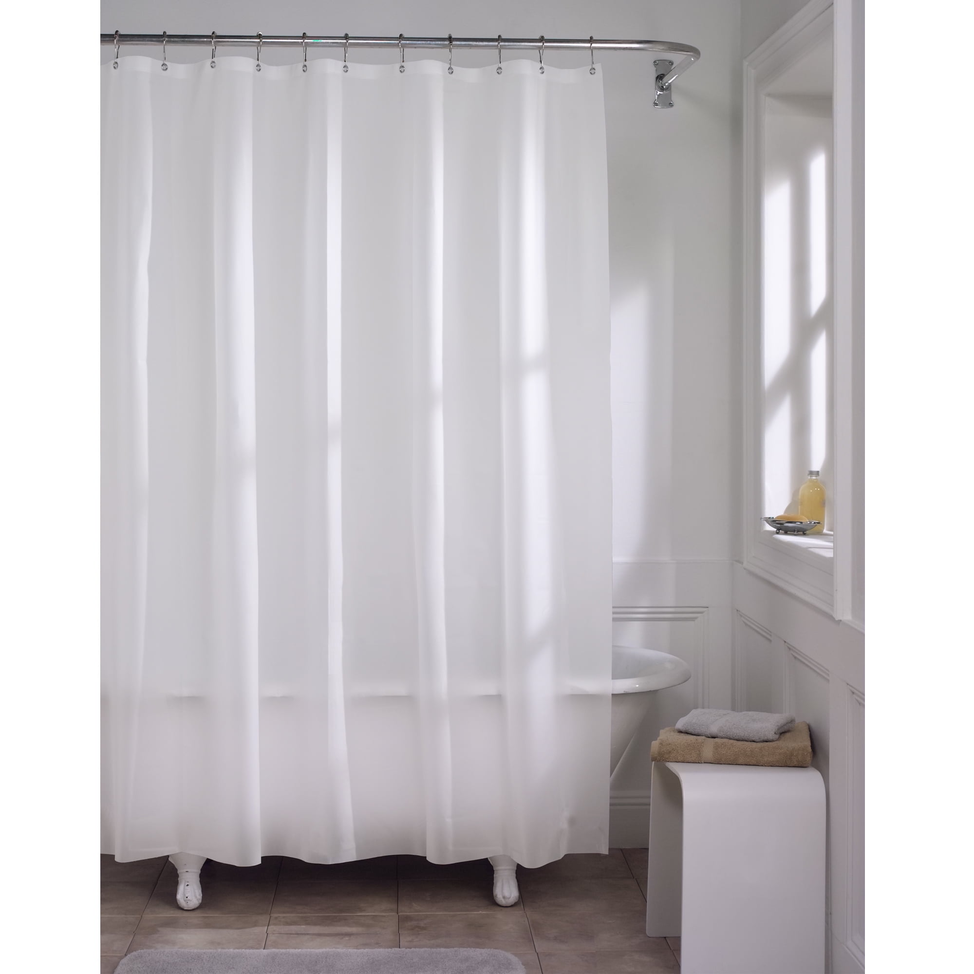 Maytex Premium Frosty Super Heavyweight Solid Print Vinyl Shower Curtain Liner, 72" x 72", Pack of 2