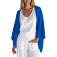 thumbnail image 3 of Otntypg 3/4 Sleeve Cardigan Tops for Women Lightweight Casual Soft Cotton and Linen Open Front Cardigan Outwear Shirts Fashion Fall Outfit Clothes 2025 Blue#01 XL, 3 of 5
