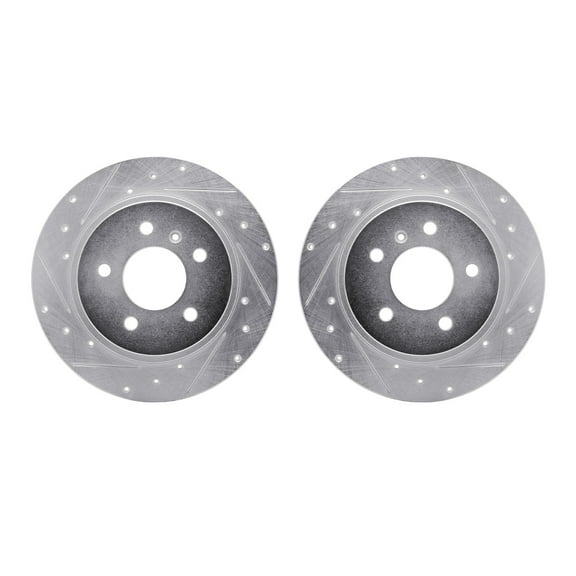 Dynamic Friction Company Rear Brake Rotors-Drilled and Slotted-Silver 7002-45021