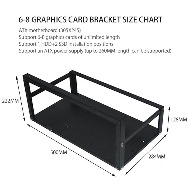 Open Air Miner Mining Frame Rig Case Up to 6-8 GPU SECC Mining Frame