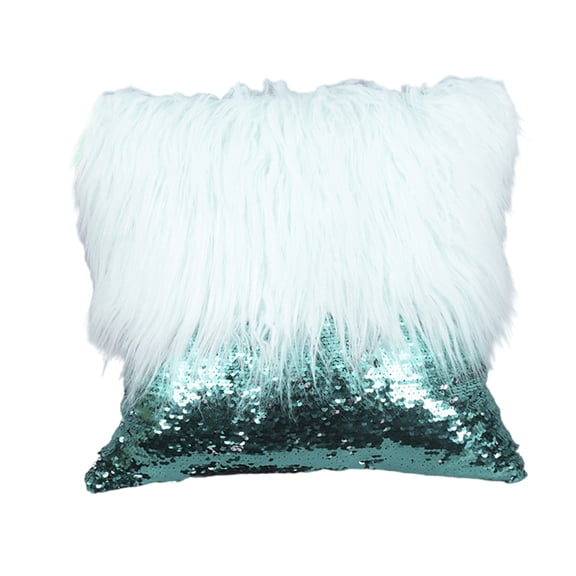 Sequins Long Plushes Splicing Throw Pillow Cover Decorative Pillow Case Living Room Couch Bed Pillowcase Cushions Cover