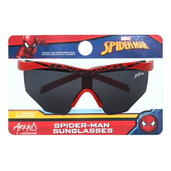 Marvel Spider-Man Blue Large Lens Character Mold Sports Wrap Kids Sunglasses